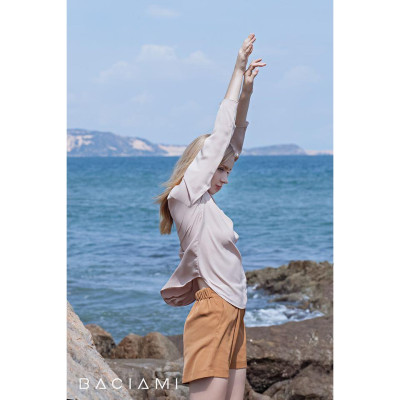 Baciami-Áo Lụa Tay Dài Phôm Suông