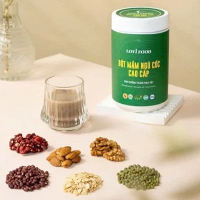 Bột Mầm Ngũ Cốc Cao Cấp Grainlife Lovifood 500g - Chống Táo Bón, Giảm Đường Huyết và Mỡ Máu, Tốt Cho Tim Mạch, Chống Lão Hóa, Đẹp Da, Cải Thiện Giấc Ngủ, Lợi Sữa Cho Mẹ Bầu và Sau Sinh - Người Tiểu Đường, Tim Mạch, Ăn Kiêng, Ăn Chay, Giảm Cân, Mẹ Bầu