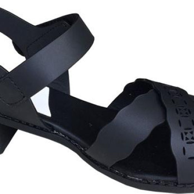 Giày sandal nữ Trường Hải gót vuông 4cm màu đen đế cao su mềm dẻo chống trơn thời trang cao cấp XDN235