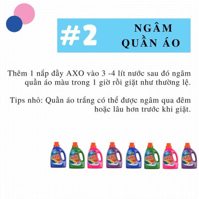 COMBO 4 CAN Nước tẩy quần áo màu đánh bay vết bẩn AXO can 5 Lít Tiết Kiệm Hương Hoa Đào/Tươi Mát