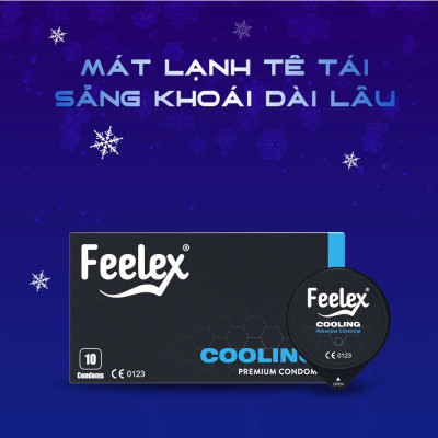 Bao cao su Feelex Cooling siêu mỏng, mát lạnh, cảm giác chân thật, hộp 10 bcs