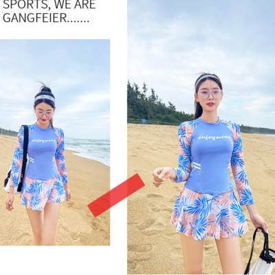 Bộ đồ bơi bikini kín đáo nữ hai mảnh đi tắm biển áo dài tay kèm váy giấu bụng che nắng - B.29