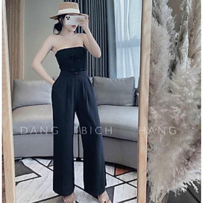 Quần culotte ống suông chất liệu đũi cạp chun sau thoáng mát tôn dáng