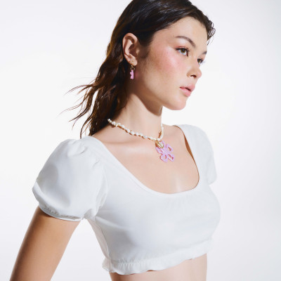 DOTTIE - Set bikini 2 mảnh nhún bèo - Trắng - SW001