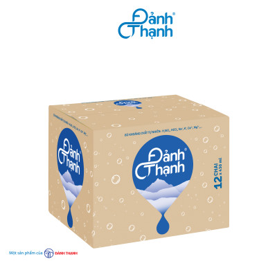 Thùng 12 chai Nước Khoáng Thiên Nhiên Có Ga Đảnh Thạnh Khoáng Chanh chai thủy tinh 430ml