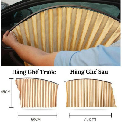Bộ 04 rèm vải che nắng ô tô có gắn nam châm