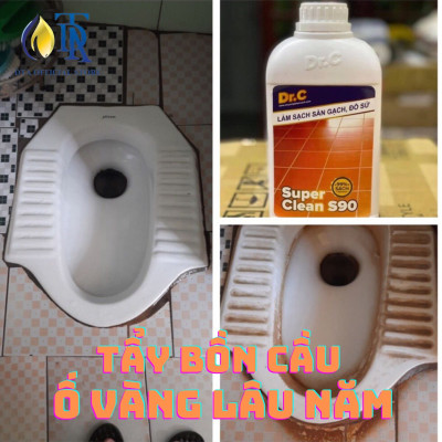Combo Tẩy Bồn Cầu Bị Ố Vàng,Tẩy Gạch Men,Tẩy Xi Măng S90+Tẩy Cặn Canxi Nhà Tắm,Tẩy Vách Kính Vòi Sen Inox,Tẩy Ố Vàng Nhà Vệ Sinh 4G Dr.C