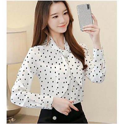 Áo kiểu tay dài họa tiết sang trọng - 2 màu, thích hợp mặc công sở hoặc dự tiệc