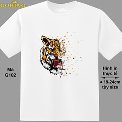Đầu hổ nghệ thuật, mã G102. Áo thun hàng hiệu Goking cho nam nữ, cặp đôi, gia đình, lớp nhóm, đồng phục công ty. Áo phông unisex in đẹp.