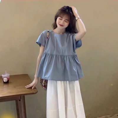 Áo kiểu nữ đẹp form rộng hàng Quảng châu, chất liệu vải mềm mát, phong cách Hàn Quốc, Áo Babydoll tay ngắn NeSa Shop