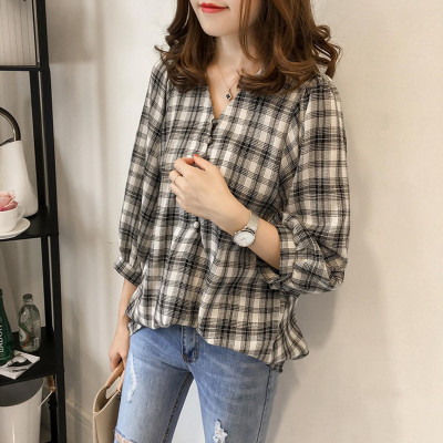 Áo kiểu nữ tay dài phối nút ale14