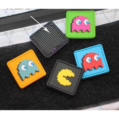 Patch_velcro PVC bộ hình Pac-Man trang trí ba lô_túi xách_quần áo