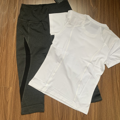 SET ĐỒ NỮ GỒM QUẦN LEGGING LỬNG VÀ ÁO THUN NỮ NGẮN TAY ĐA NĂNG