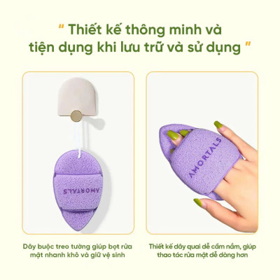 COMBO Hộp 3 Bông Mút Rửa Mặt Amortals, Mút Rửa Mặt Bọt Biển, Làm Sạch Mặt, Bông Mút Hình Giọt Nước - HÀNG CHÍNH HÃNG MINIIN