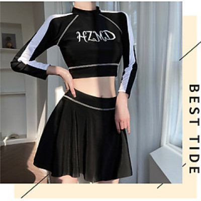 Bộ đồ bơi bikini kín đáo nữ hai mảnh đi tắm biển áo dài tay kèm váy - BB