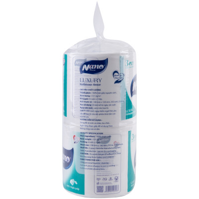 [MUA 1 TẶNG 10 KHĂN] Giấy vệ sinh Luxury Nano 6 cuộn có lõi, lốc 6 cuộn giấy 3 lớp dày dặn, an toàn tiết kiệm- Nano Tissue