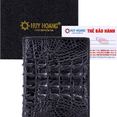 Ví Nam Da Cá Sấu Gai Lưng Kiểu Đứng Huy Hoàng HT2256 (12.5 x 10 cm) - Đen