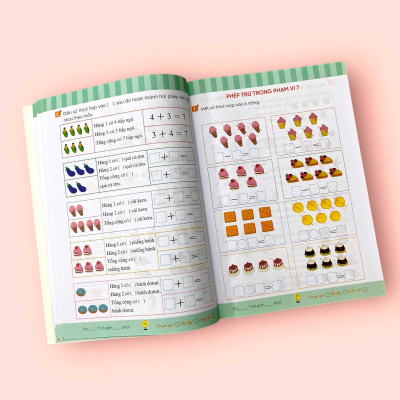 Sách cho bé - Nhìn Tranh Hoàn Thành Phép Tính - Toán Tiền Tiểu Học - Vui Học Toán - Dành cho trẻ từ 4 tuổi
