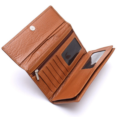 HJ3125-26-27-28-29-30-39-40-59-60-64-65-67 - Bóp nữ da bò cao cấp Huy Hoàng 3 gấp lửng màu da, đen, đỏ, hồng, nâu, xanh, xanh đậm, cam, xanh lá chuối, xanh dương