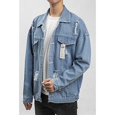 Áo jean nam thiết kế trẻ trung năng động cá tính, áo khoác bò không bai không xù độ bền cao