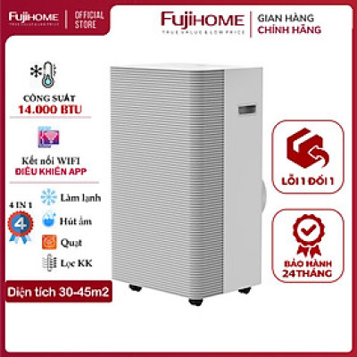 Máy lạnh di động đứng 14.000 BTU FUJIHOME PAC14, điều hòa di động mini kết nối Wifi điều khiển qua App, 4 chức năng, làm lanh, hút ẩm, lọc không khí, quạt - Hàng chính hãng