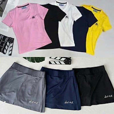 Bộ Váy Thể Thao Nữ Gồm Áo Thun Và Váy 2 Lớp Sành Điệu