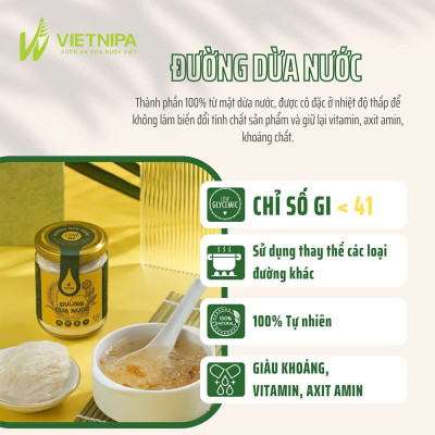 Đường Dừa Nước Vietnipa 550g -  Người Tiểu Đường, Ăn Kiêng, Hàm Lượng Vitamin Và Muối Khoáng Cao