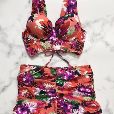 Đồ Bơi Đồ Tắm Biển Bikini 2 Mảnh Quần Cạp Cao