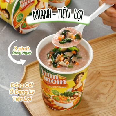 Thùng 24 ly cháo gạo lứt rong biển yến mạch ăn liền Yum Mom 45g TÂM MINH FOODS cho bé ăn dặm
