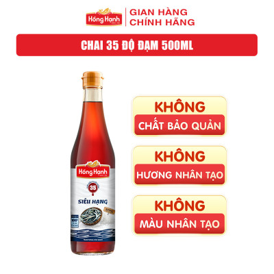 Hộp 2 chai nước mắm truyền thống Phú Quốc Hồng Hạnh Siêu Hạng 35 độ đạm, dung tích 500ml- Chấm, kho đúng điệu