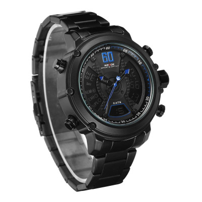 Đồng hồ nam kỹ thuật số 3ATM Đèn nền LCD chống nước Phát sáng Thể thao thời gian kép WEIDE WH6905