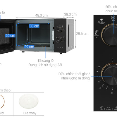 Lò vi sóng Electrolux EMM23K22B 23 lít hàng chính hãng