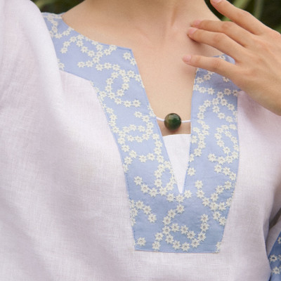 Áo Linen Thêu Thảo TOP233 thời trang thiết kế Hity