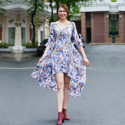 Đầm Hoa Cao Cấp Đầm Đuôi Cá Đẹp Thời trang thiết kế Hity DRE123 (In Collage)