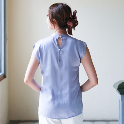 Áo Cổ Nhún Áo Kiểu Nữ Thời trang thiết kế Hity TOP142 (Xanh Thiên Thai)