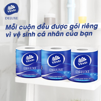 [MUA 1 THÙNG GVS DELUXE TẶNG 1 LỐC GVS DELUXE + ẤM TRÀ] Giấy vệ sinh cao cấp Vinda Deluxe 3 lớp (8 Cuộn)