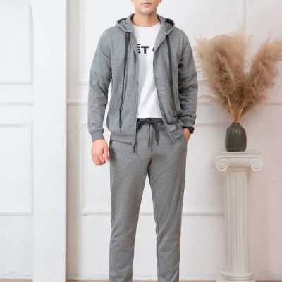 Bộ nỉ kéo khóa ALIGRO có mũ màu ghi nhạt BN.18