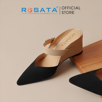 Dép sục cao gót nữ quai ngang phối màu ROSATA RO631 - HÀNG VIỆT NAM - BKSTORE