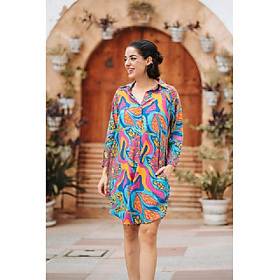 Đầm Sơ Mi Kết Hạt Cotton Isla Bonita