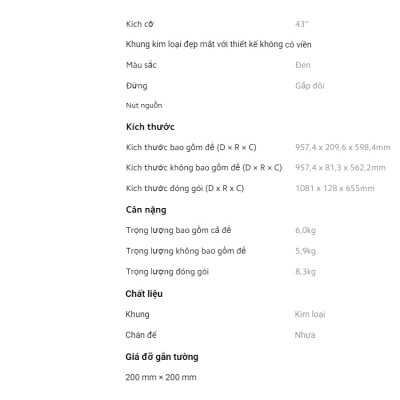 Smart Tivi Xiaomi TV A43" FUD 2025 - 43 Inch - Hàng Chính Hãng, Bảo Hành 24 Tháng