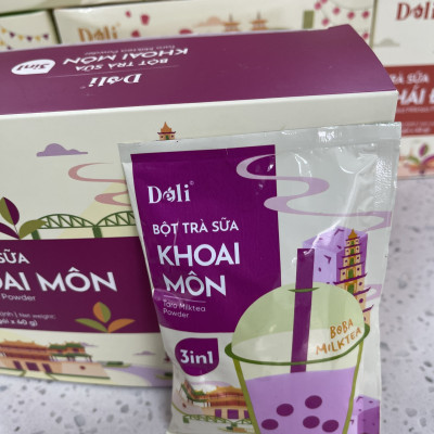Bột trà sữa Khoai môn 3in1 Déli - Hộp 320gr (8 gói), pha chế trà sữa tiện lợi, nhanh chóng