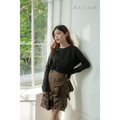 Baciami-Áo Lụa Tay Dài Phôm Suông