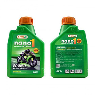 Dầu nhớt xe máy PETROLUB NANO 1 - API SJ - 20W50 - 0.8 L/1L - Hàng chính hãng