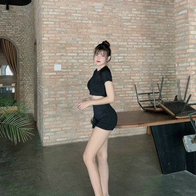 Bộ Đùi Ngắn Tay Dệt Kim Tập Yoga Gym