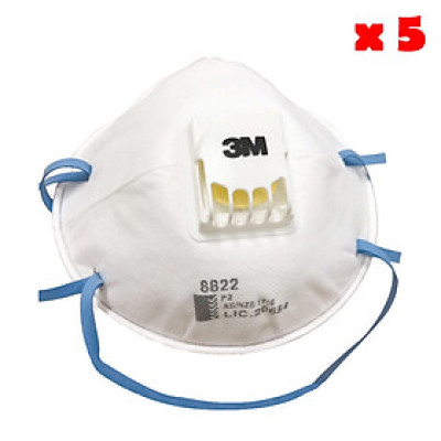 Khẩu trang 3M 8822 P2 loại có van thở, lọc tối thiểu 94%, chống bụi mịn và vi khuẩn 