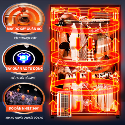 Tủ Sấy Quần Áo Cao Cấp SOWUN SW869S Hàng Chính Hãng, Cảm Ứng 1 Chạm, Công Nghệ Ion Âm Khử Khuẩn Và Sấy Tối Đa 30kg Quần Áo