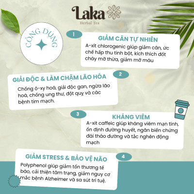 Trà Cà Phê Túi Lọc Cascara LAKA 80 Gr, 100% quả cà phê chín mọng thon dáng đẹp da, Ngừa Lão Hóa Và Ổn Định Đường Huyết
