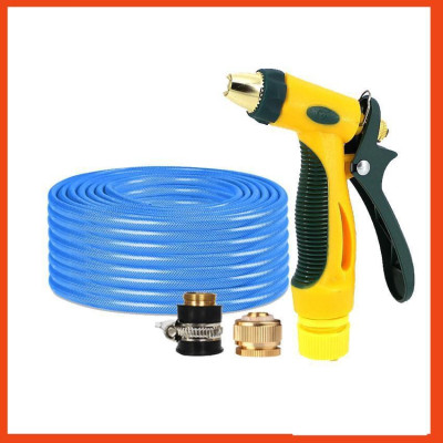 Bộ dây vòi xịt nước rửa xe, tưới cây tăng áp 3 lần,loại 3-5M (nối đồng nhựa đen) 206317