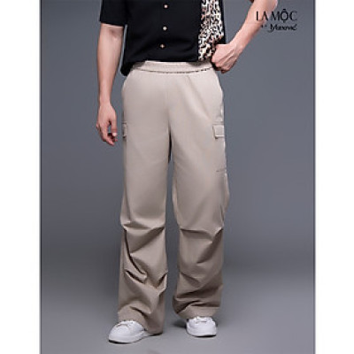 Quần nam kaki be túi hộp xếp ly
