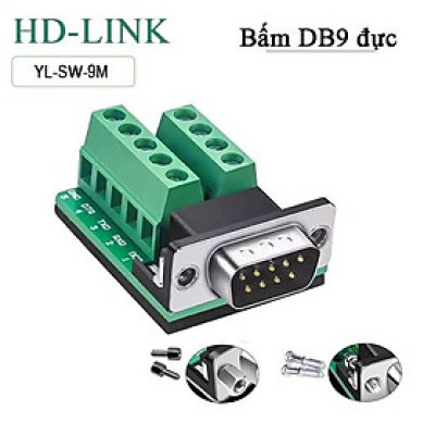Đầu giắc kết nối đầu cuối Terminal Block COM DB9 RS232 RS422 RS485 đực - cái HD-Link YL-SW-9M/F. HÀNG CHÍNH HÃNG !!! 